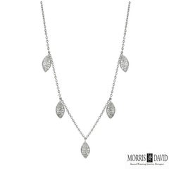 1.10 Quilates Collar de Diamantes Naturales Hoja 14 Kilates Oro Blanco G SI