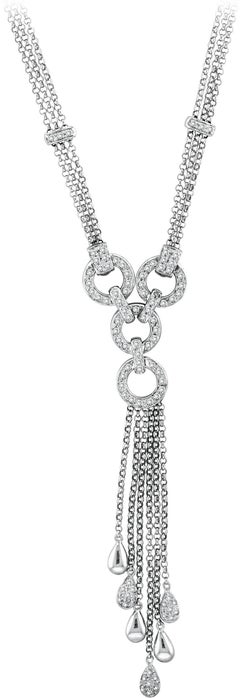 1.10 Carat Natural Diamond Necklace by Designer 14 Karat White Gold