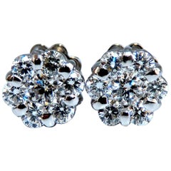 1.10 Carat Natural Diamonds Cluster Earrings 14 Karat*