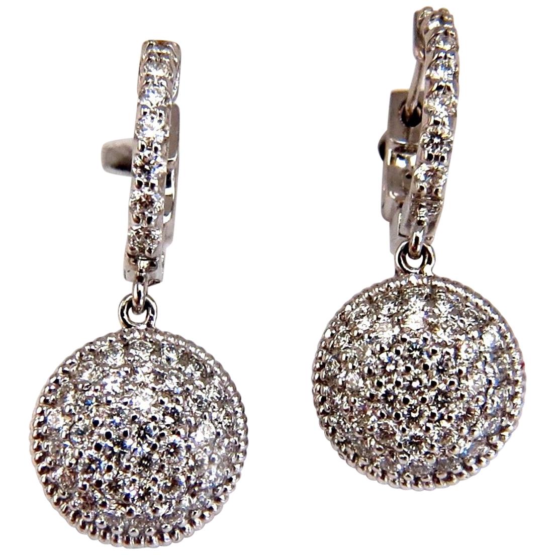 1.10 Carat Natural Diamonds Dangle Earrings 14 Karat Circle Dangles For Sale