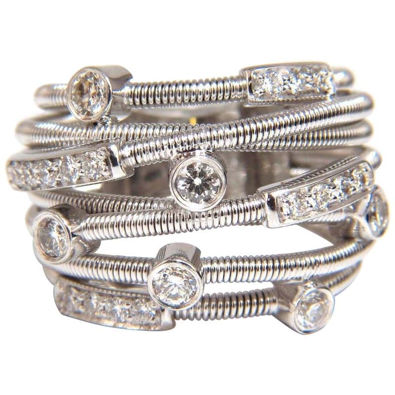 1.10 Carat Natural Diamonds Multi Crossover Ring 18 Karat Coil Wrap ...