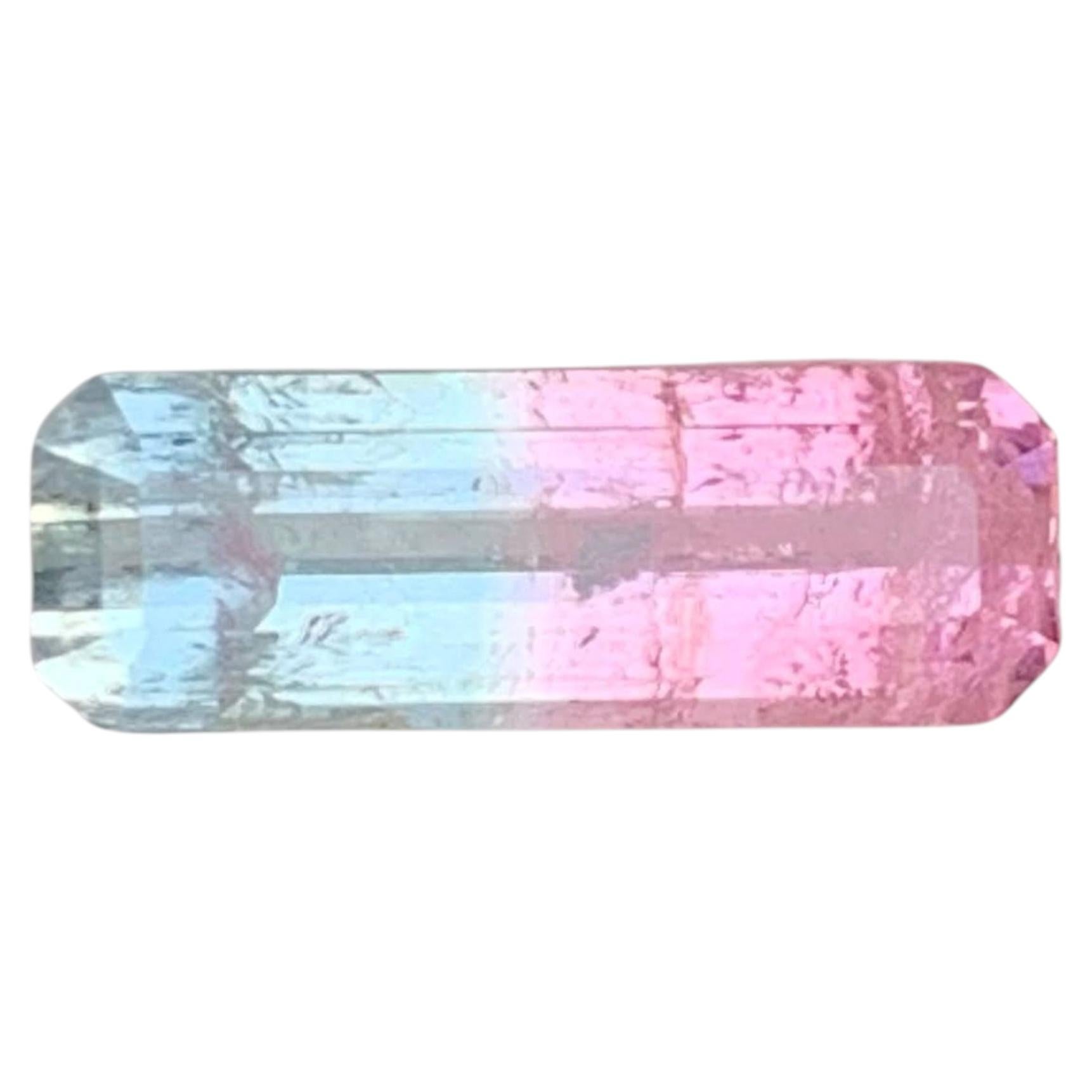 1.10 Carat Natural Loose Bicolor Tourmaline Stone Emerald Cut Afghan Gemstone