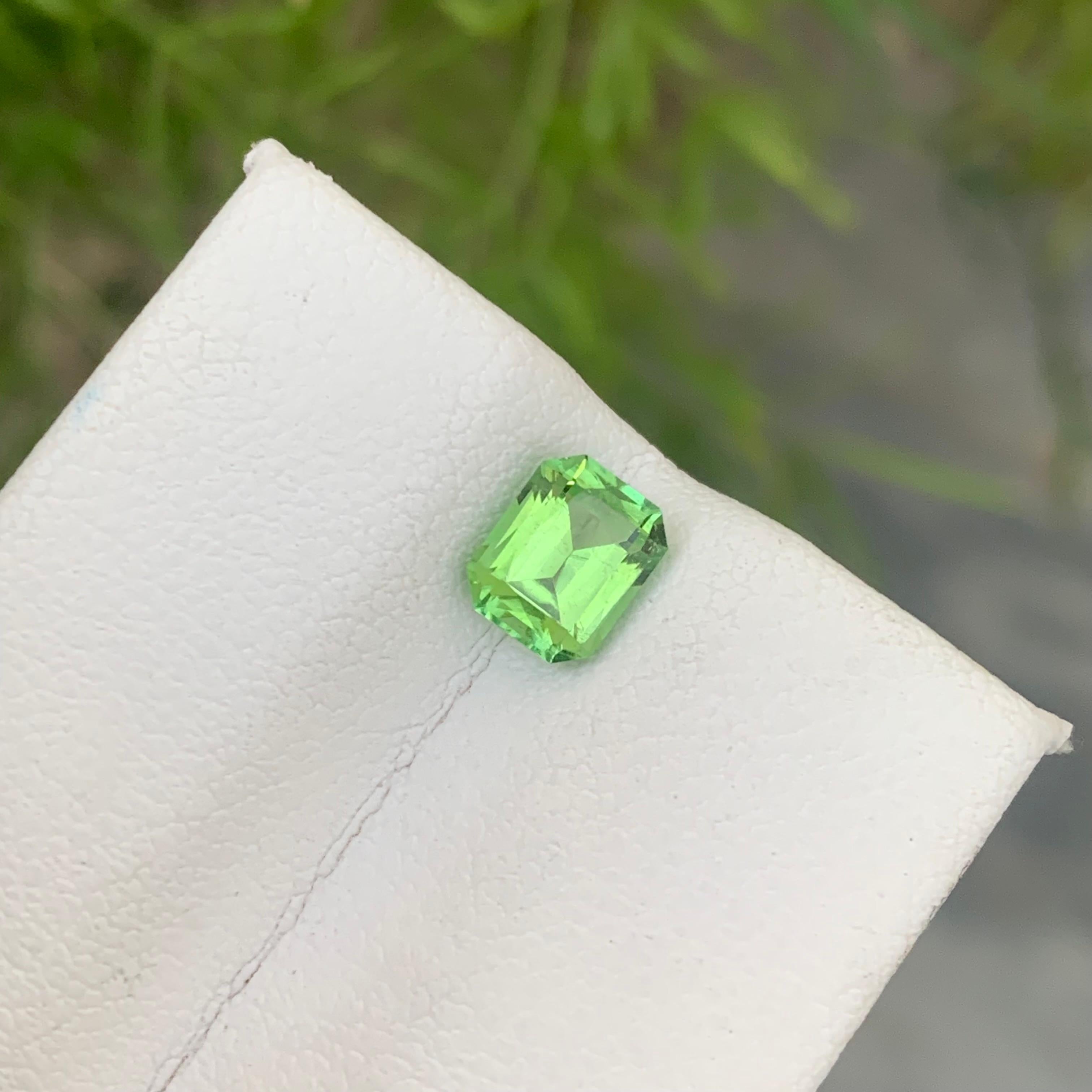 1.10 Carat Natural Loose Green Afghani Tourmaline Emerald Cut Gemstone for Ring For Sale 5