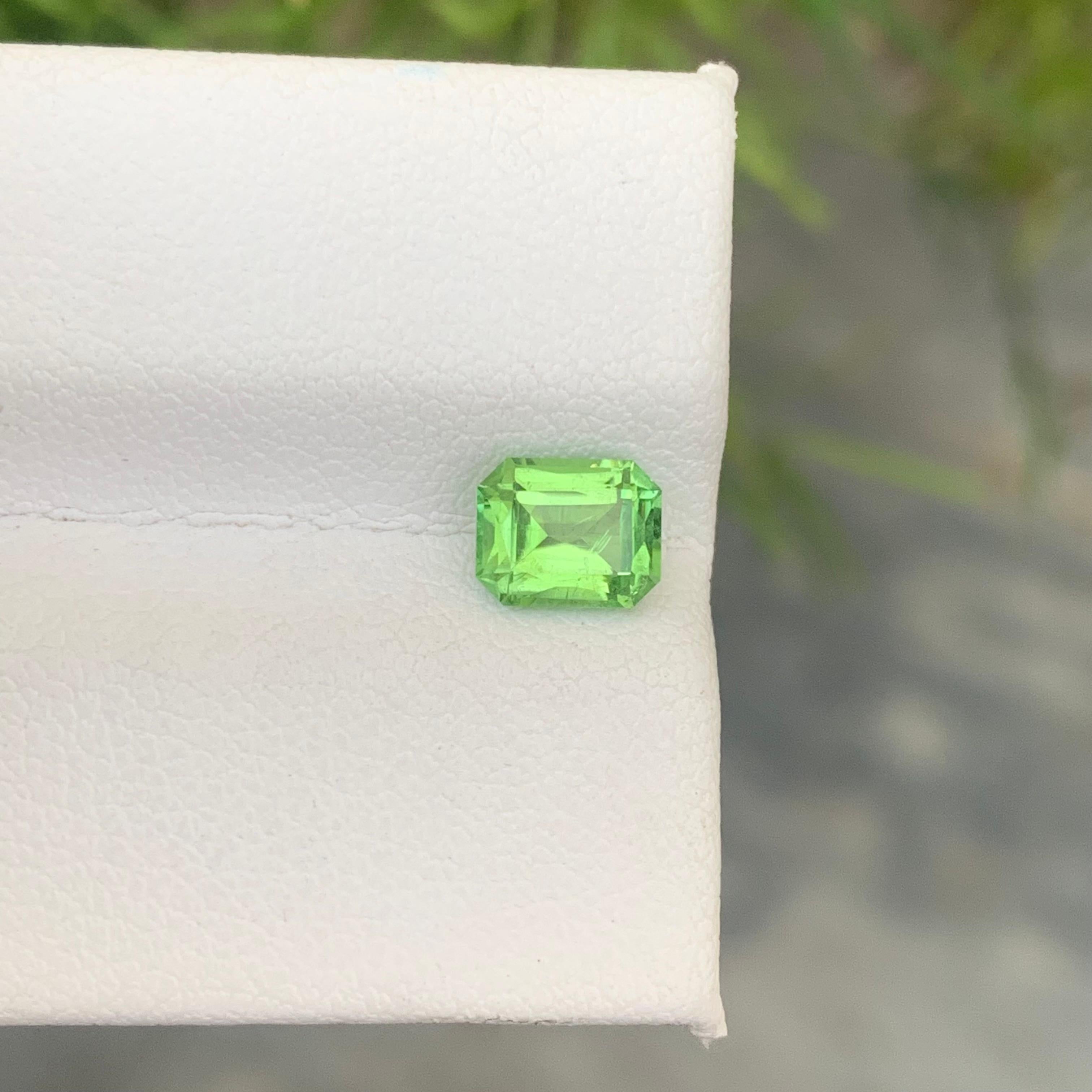 1.10 Carat Natural Loose Green Afghani Tourmaline Emerald Cut Gemstone for Ring For Sale 9