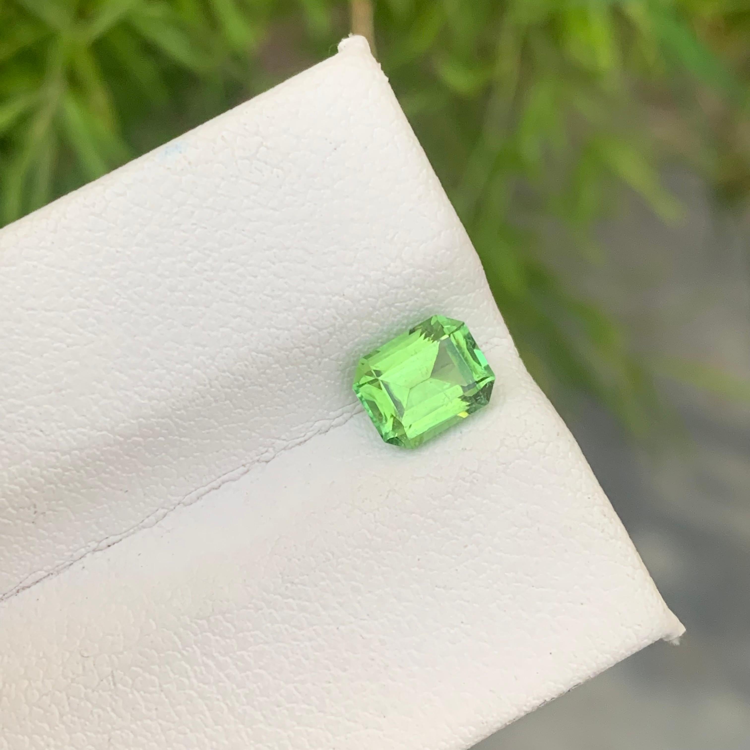 1.10 Carat Natural Loose Green Afghani Tourmaline Emerald Cut Gemstone for Ring For Sale 1