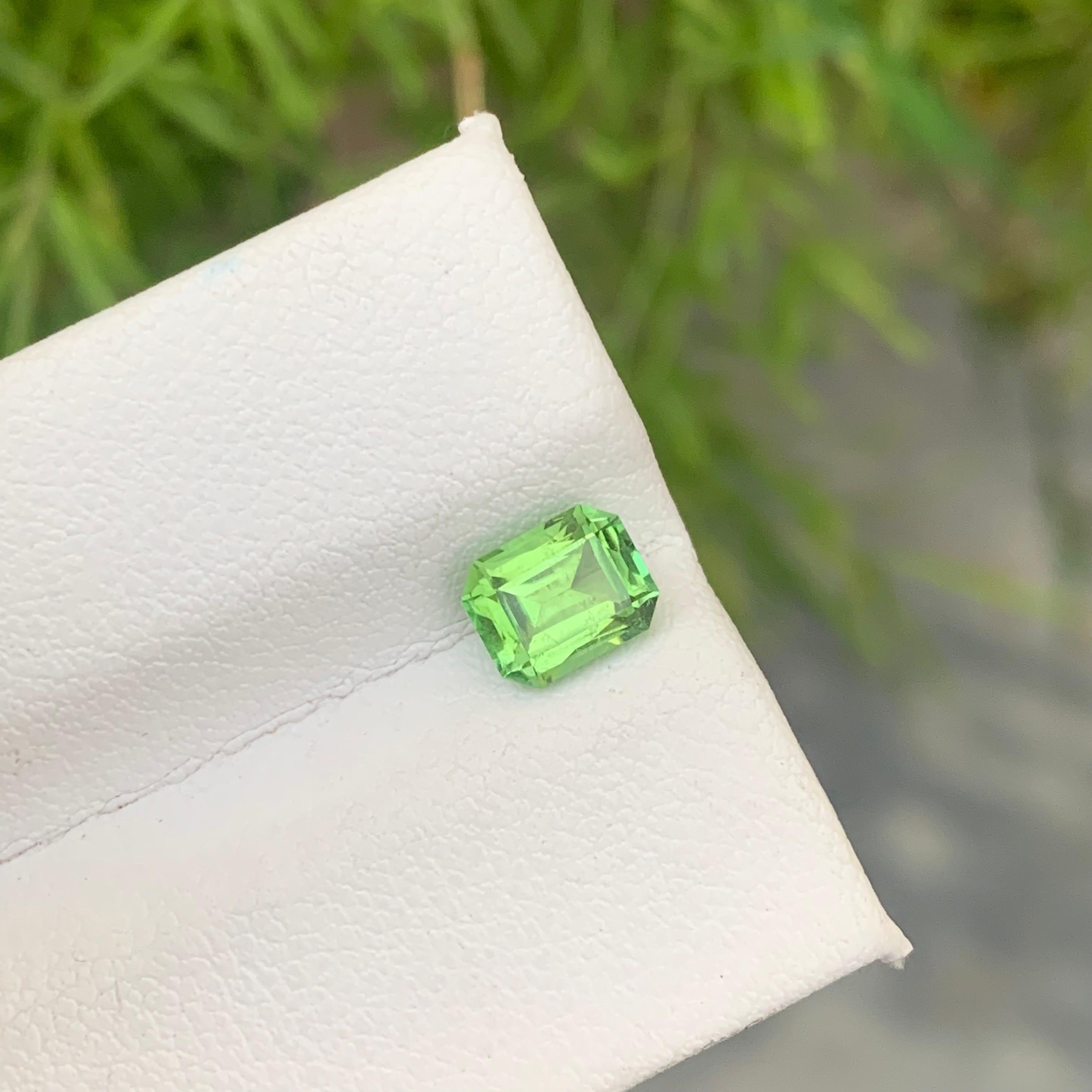 1.10 Carat Natural Loose Green Afghani Tourmaline Emerald Cut Gemstone for Ring For Sale 2