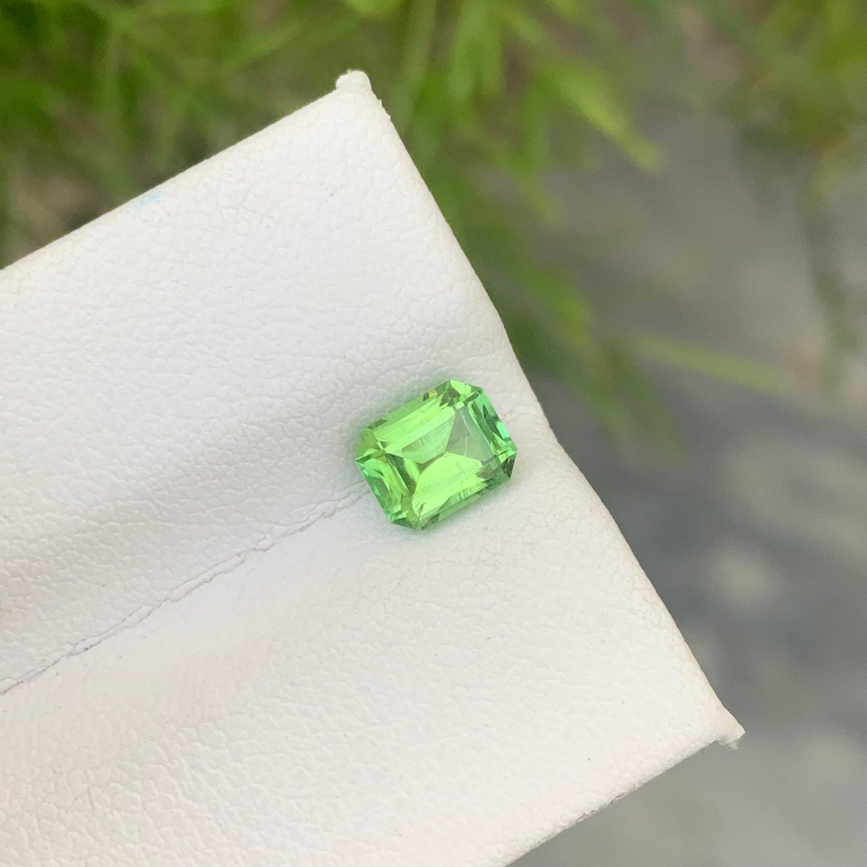 1.10 Carat Natural Loose Green Afghani Tourmaline Emerald Cut Gemstone for Ring For Sale 3