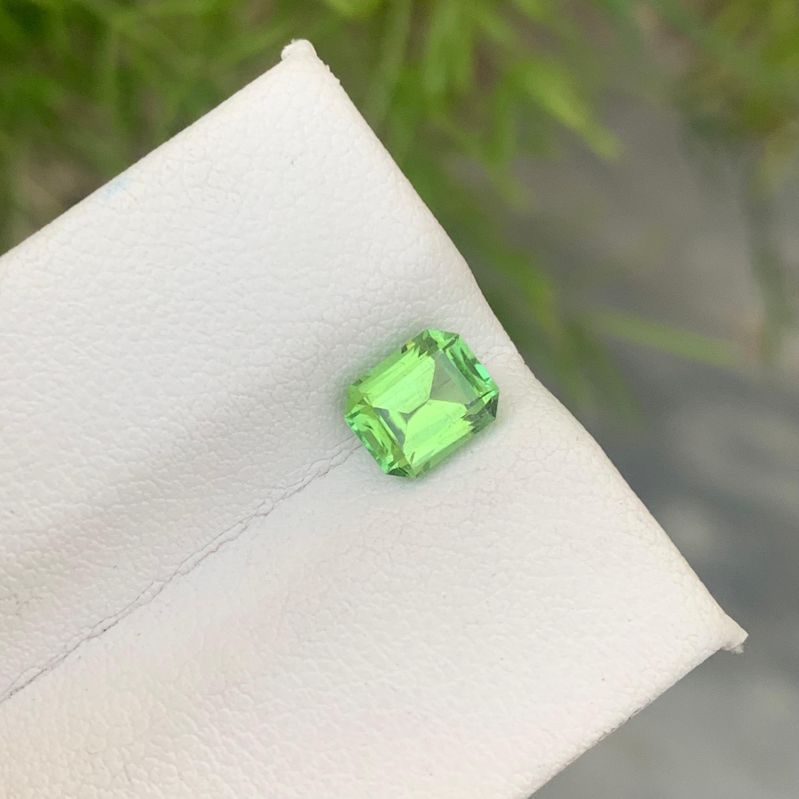 1.10 Carat Natural Loose Green Afghani Tourmaline Emerald Cut Gemstone for Ring For Sale 4