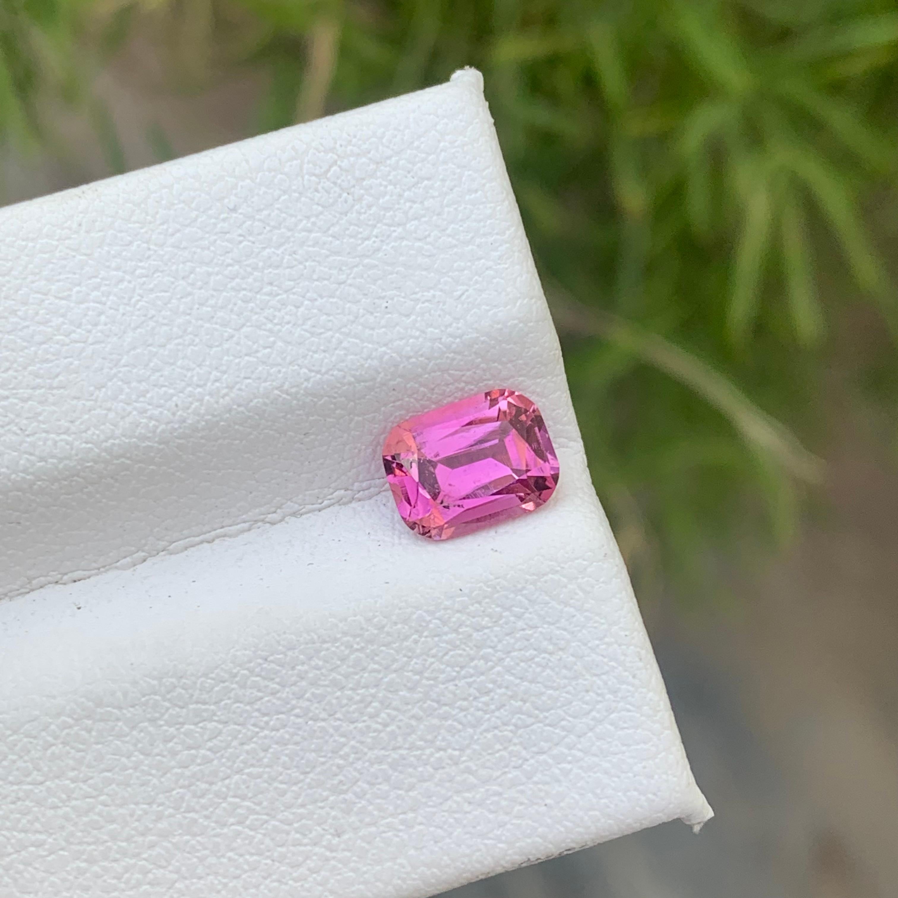 1.10 Carat Natural Loose Hot Pink Tourmaline Gemstone Cushion Shape Kunar Mine For Sale 1