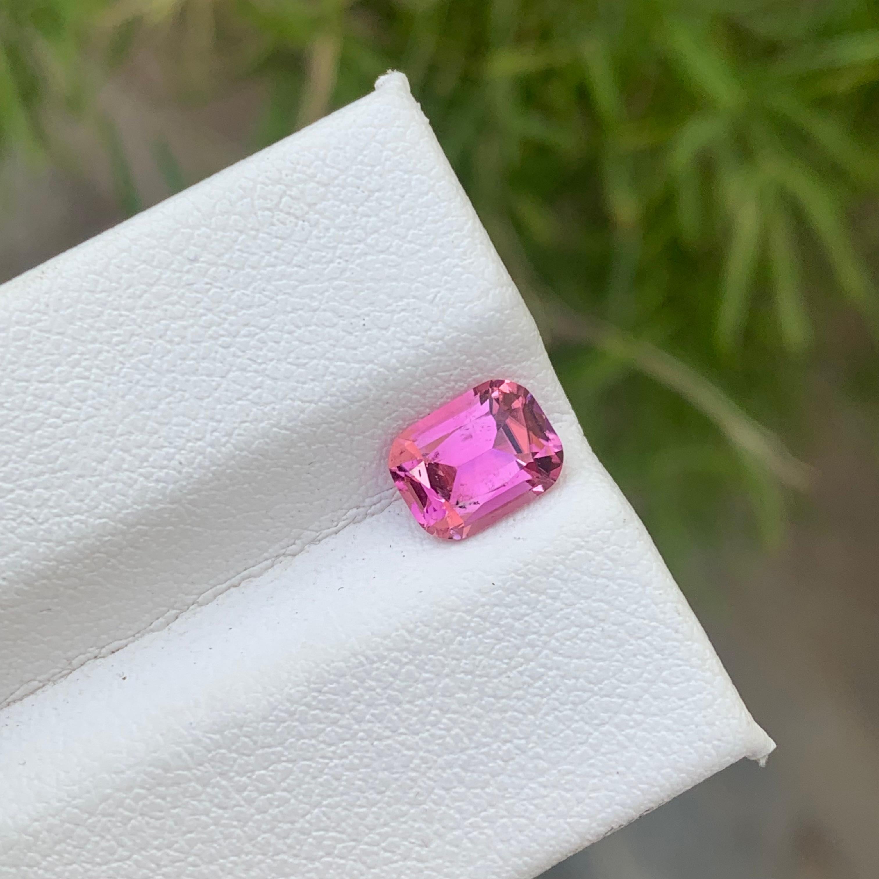 1.10 Carat Natural Loose Hot Pink Tourmaline Gemstone Cushion Shape Kunar Mine For Sale 2