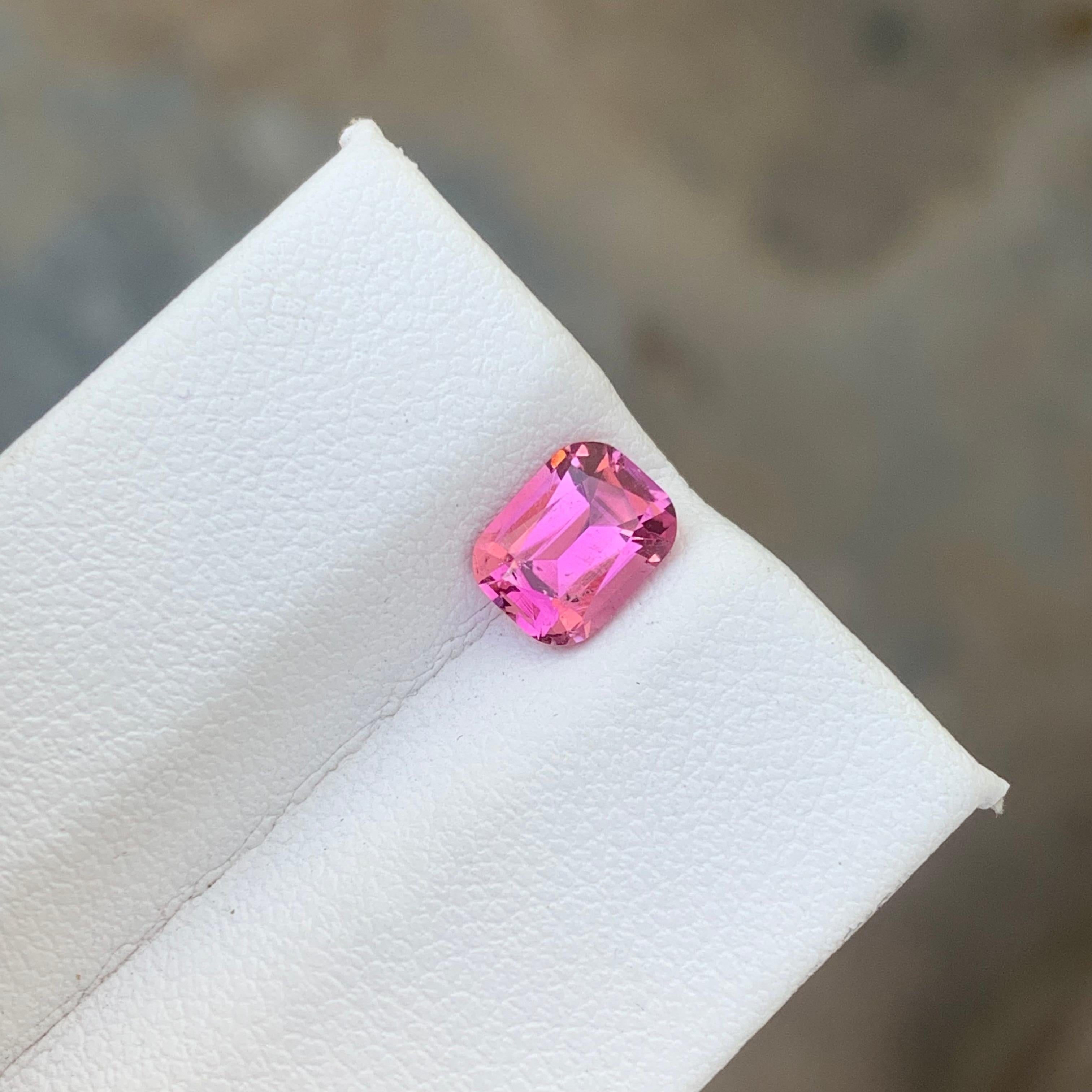 1.10 Carat Natural Loose Hot Pink Tourmaline Gemstone Cushion Shape Kunar Mine For Sale 4