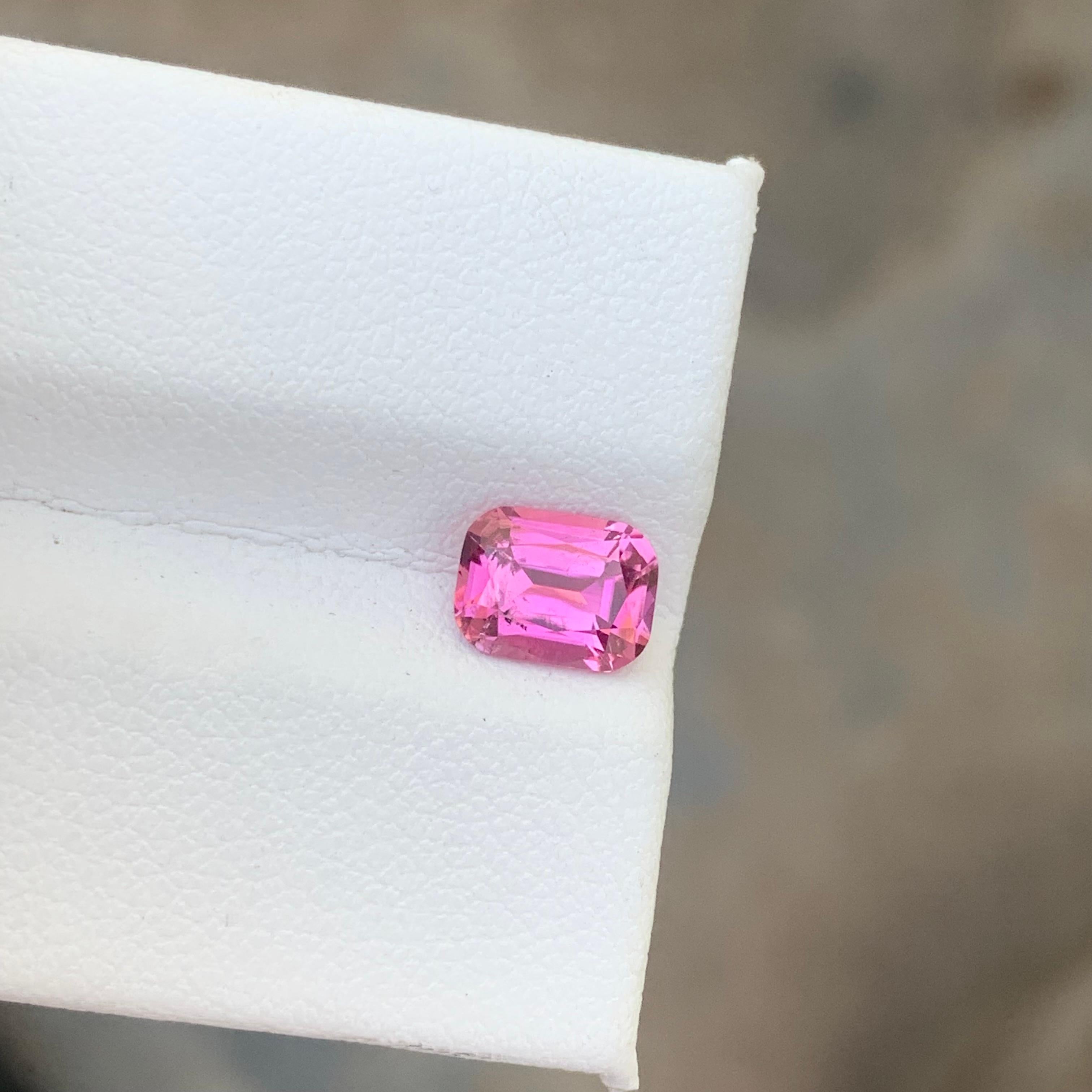 1.10 Carat Natural Loose Hot Pink Tourmaline Gemstone Cushion Shape Kunar Mine For Sale 5