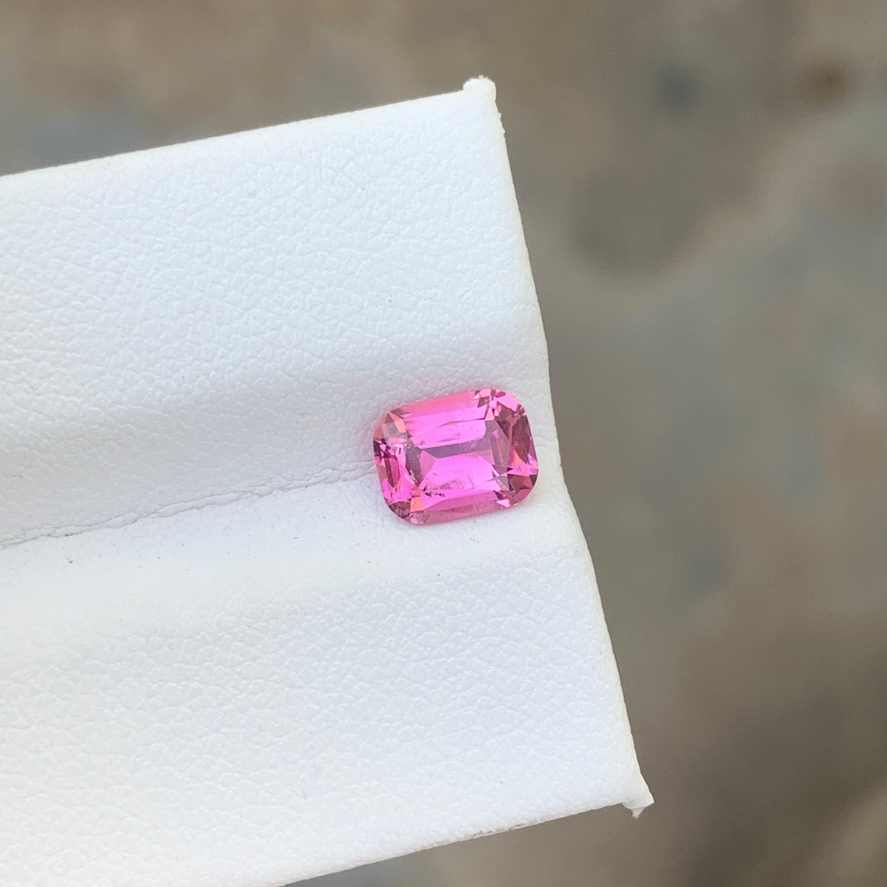 1.10 Carat Natural Loose Hot Pink Tourmaline Gemstone Cushion Shape Kunar Mine For Sale 6