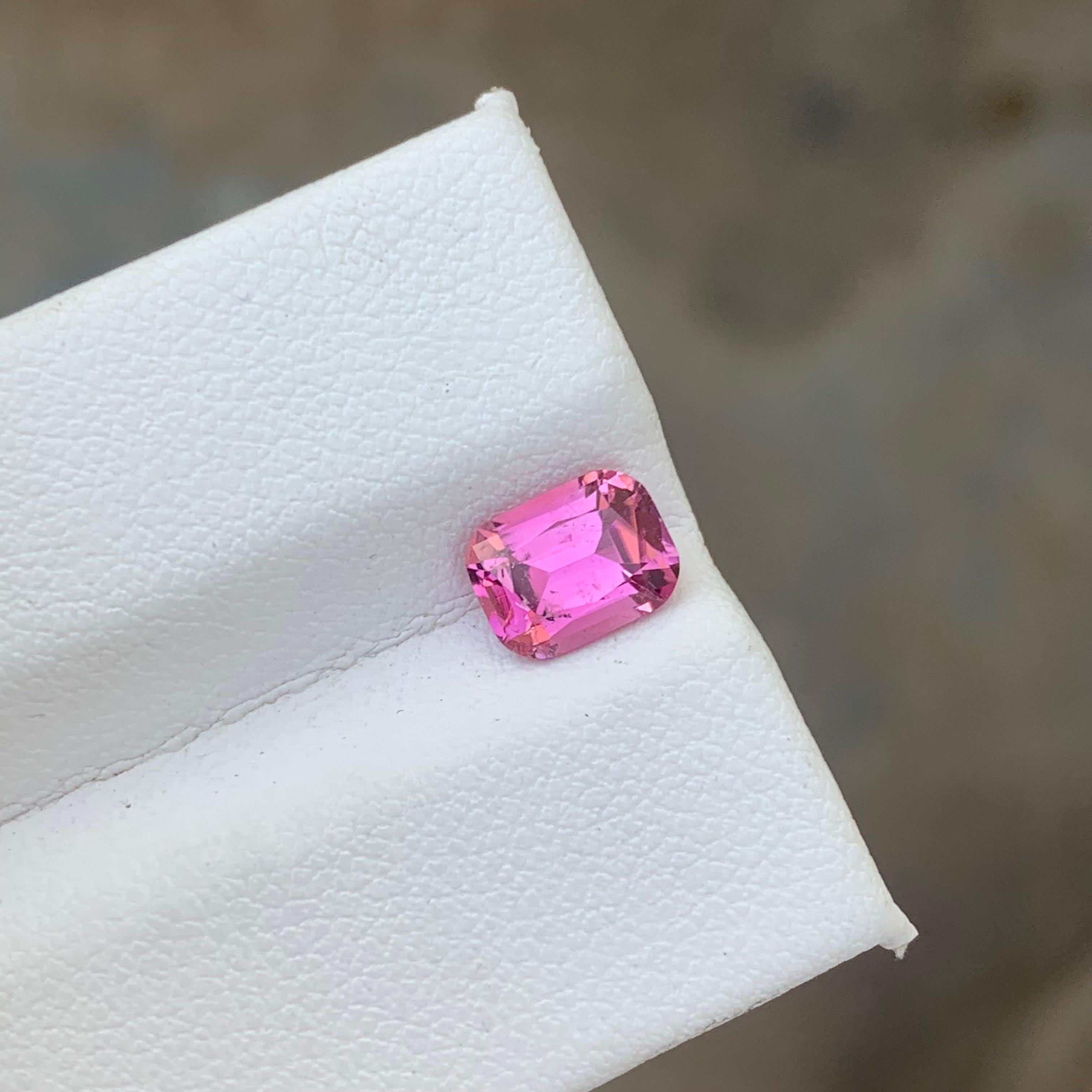 1.10 Carat Natural Loose Hot Pink Tourmaline Gemstone Cushion Shape Kunar Mine For Sale 7