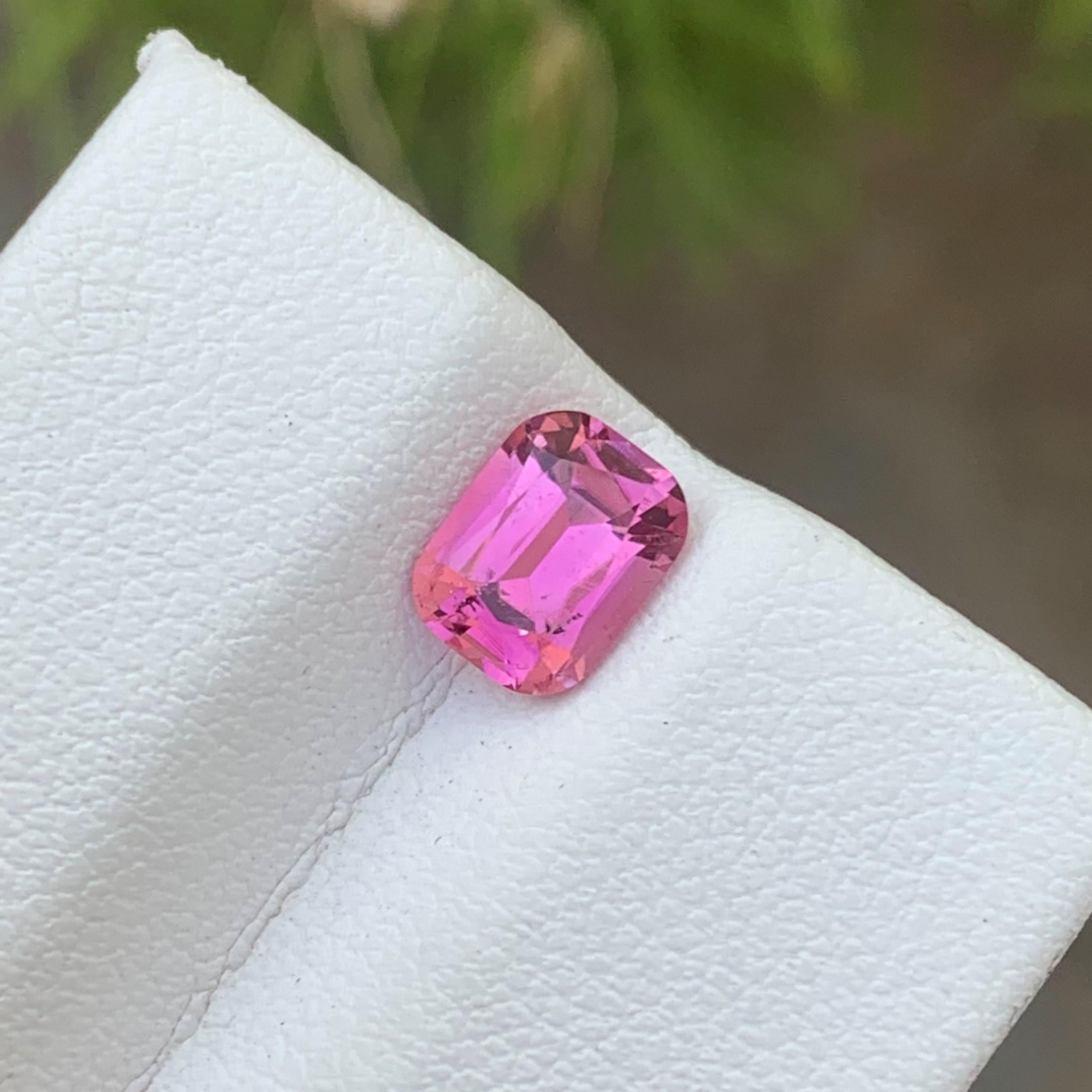 Arts and Crafts 1.10 Carat Natural Loose Hot Pink Tourmaline Gemstone Cushion Shape Kunar Mine For Sale
