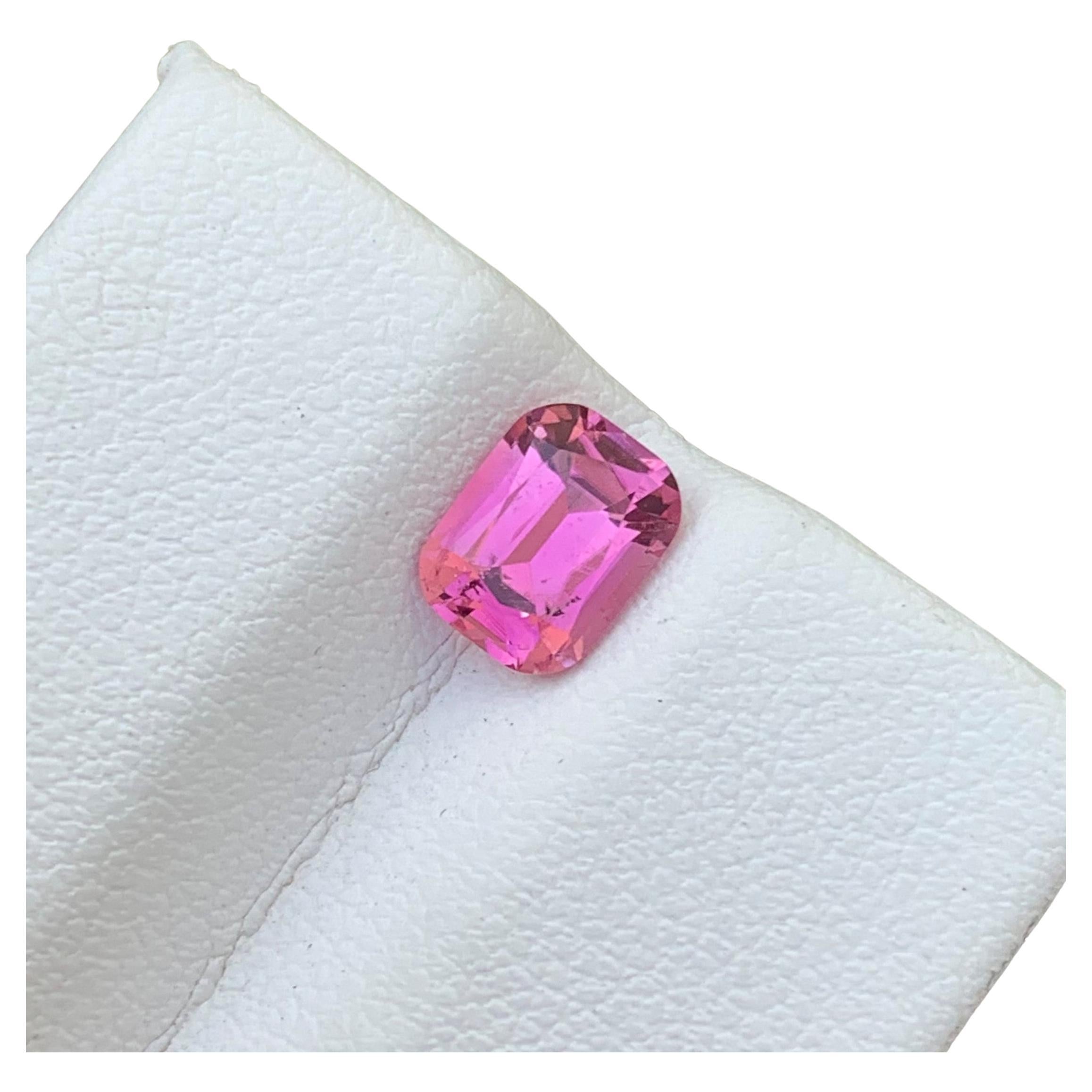 1.10 Carat Natural Loose Hot Pink Tourmaline Gemstone Cushion Shape Kunar Mine For Sale