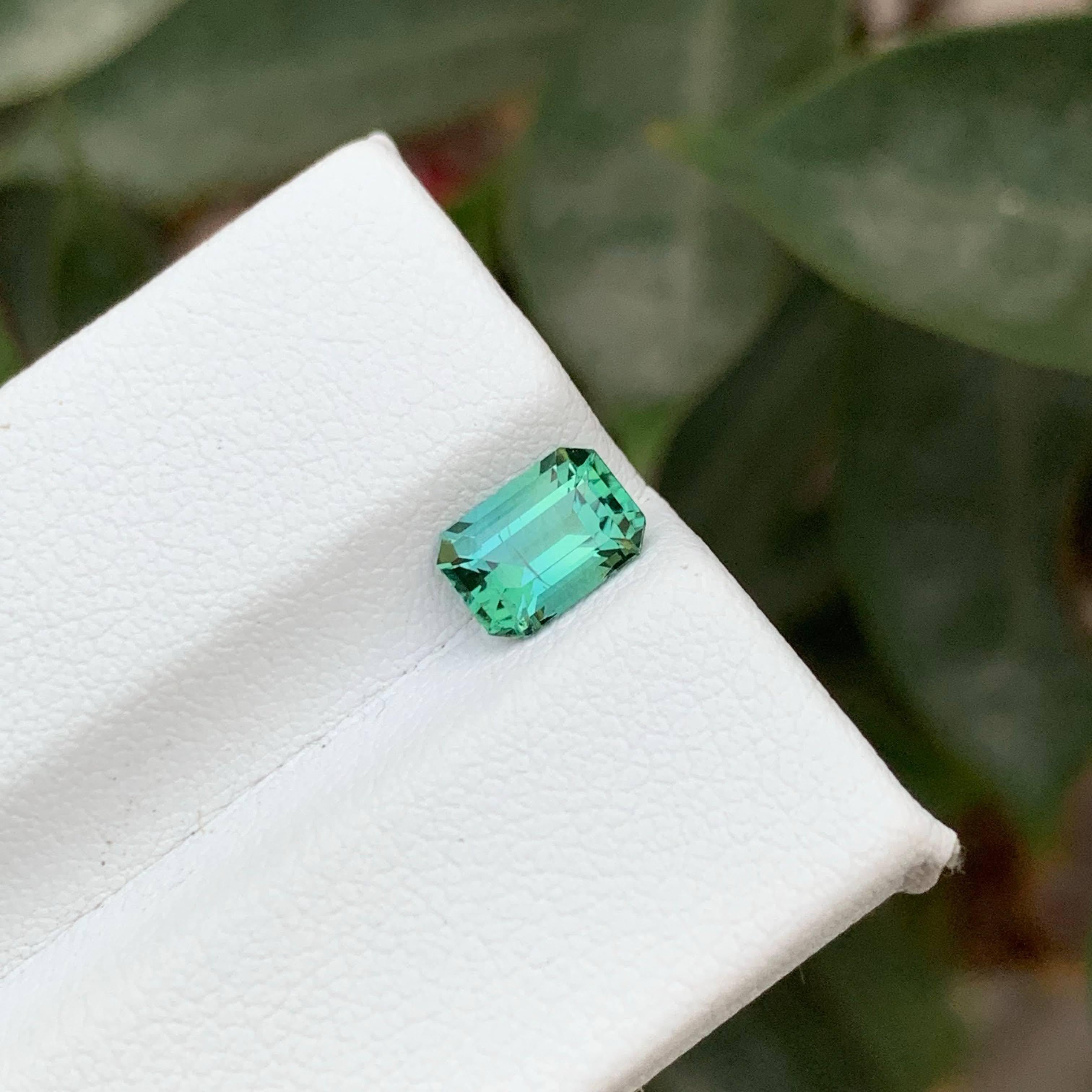 1.10 Carat Natural Loose Lagoon Tourmaline Stone Emerald Cut Afghan Gemstone For Sale 6