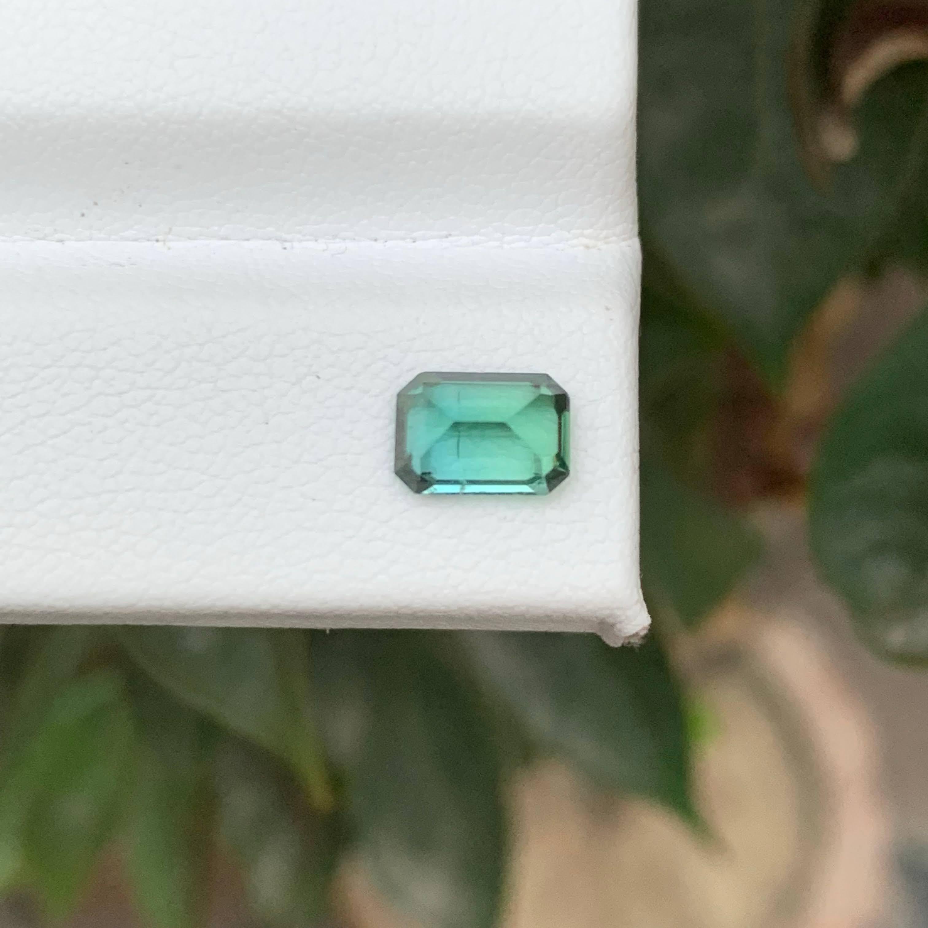 Modern 1.10 Carat Natural Loose Lagoon Tourmaline Stone Emerald Cut Afghan Gemstone For Sale