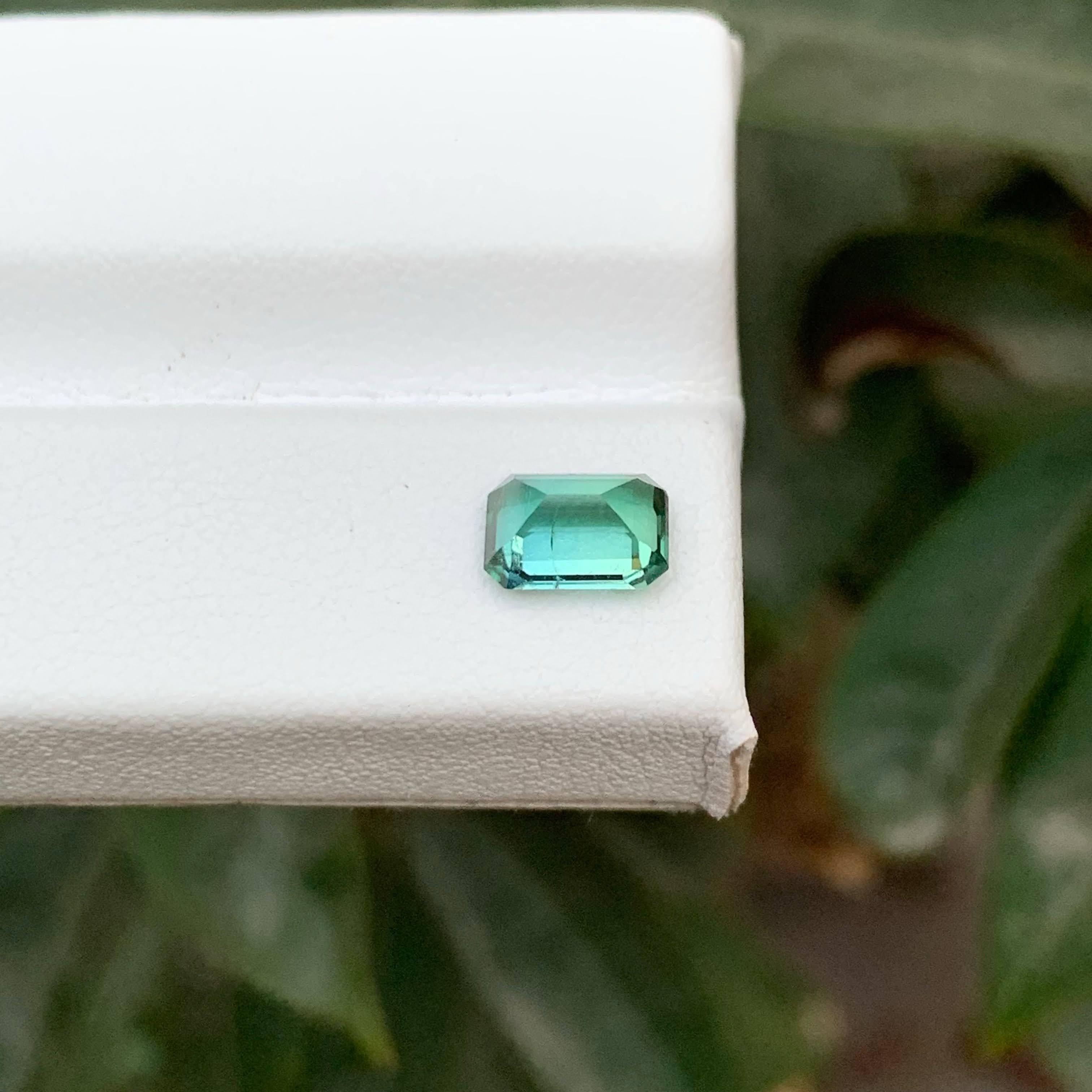 1.10 Carat Natural Loose Lagoon Tourmaline Stone Emerald Cut Afghan Gemstone In New Condition For Sale In Bangkok, TH