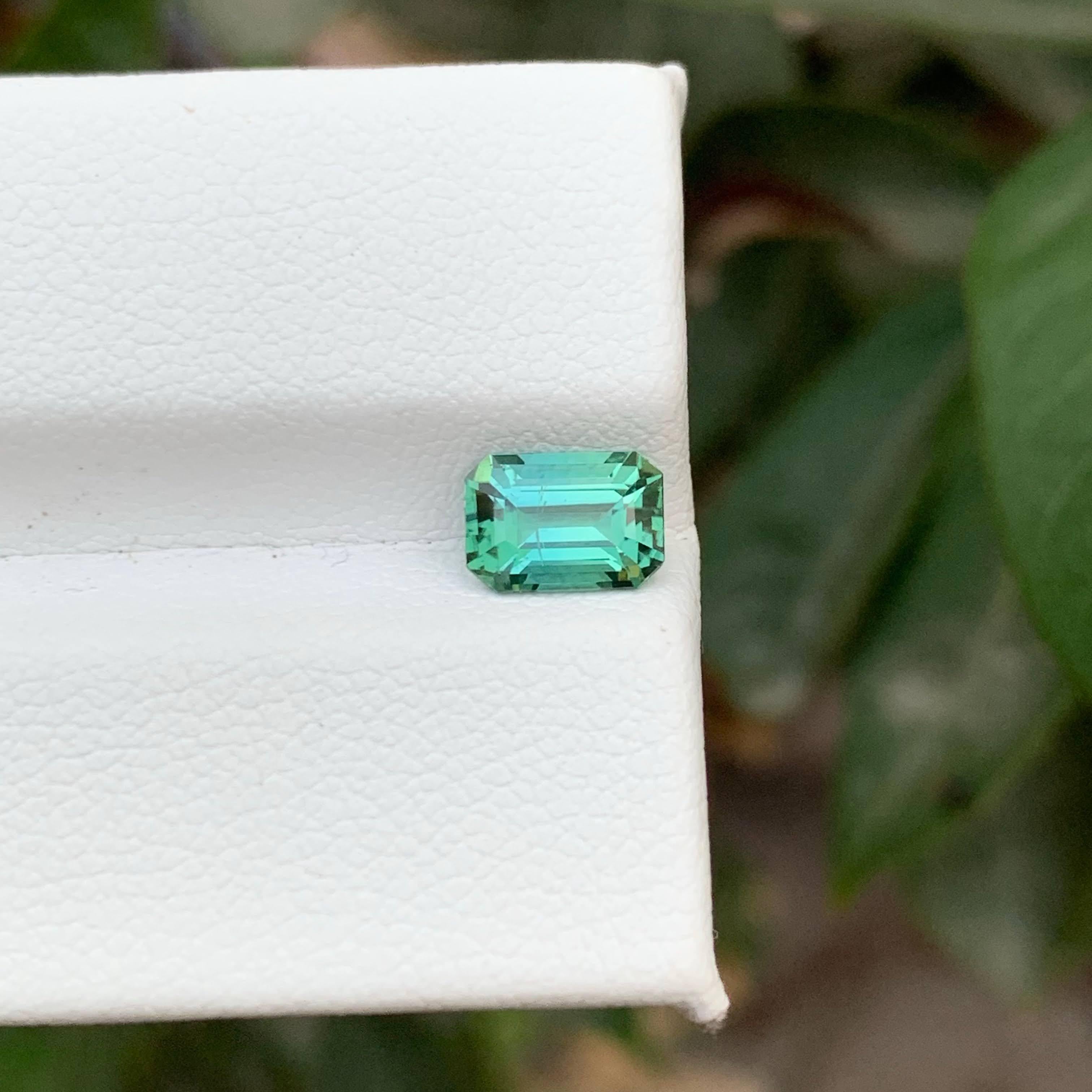 Women's or Men's 1.10 Carat Natural Loose Lagoon Tourmaline Stone Emerald Cut Afghan Gemstone For Sale