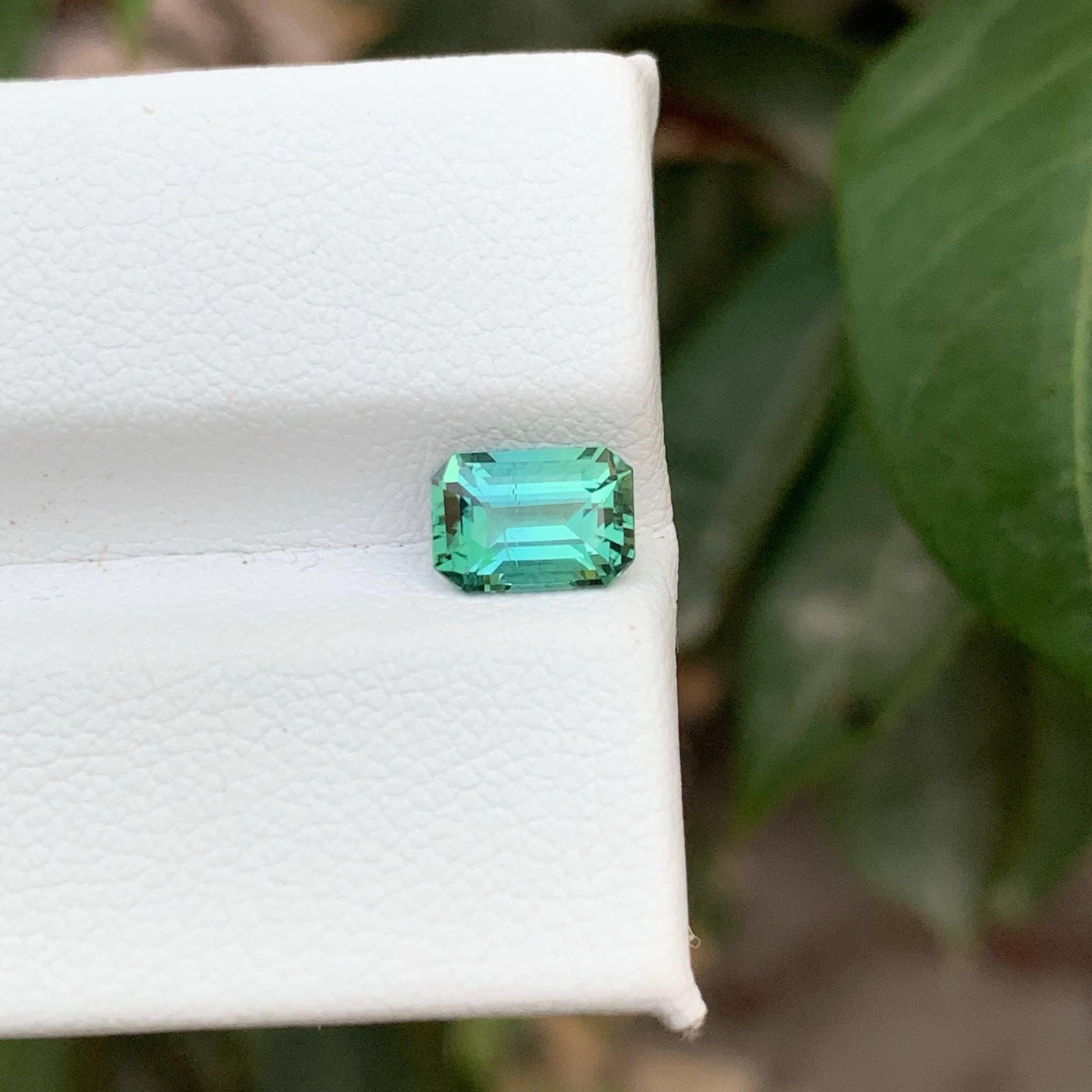 1.10 Carat Natural Loose Lagoon Tourmaline Stone Emerald Cut Afghan Gemstone For Sale 4