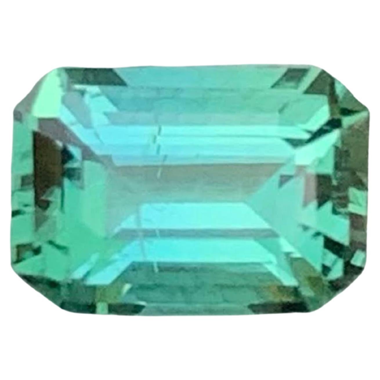 1.10 Carat Natural Loose Lagoon Tourmaline Stone Emerald Cut Afghan Gemstone For Sale