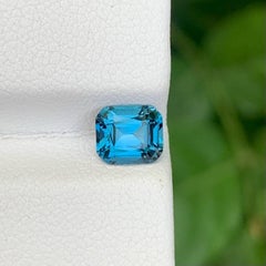 1.10 Carat Natural Loose London Blue Topaz Stone Cushion Cut African Gemstone