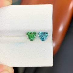 1.10 Carat Natural Loose Reverse Color Tourmaline Pair Trilliant Cut Afghan Gems