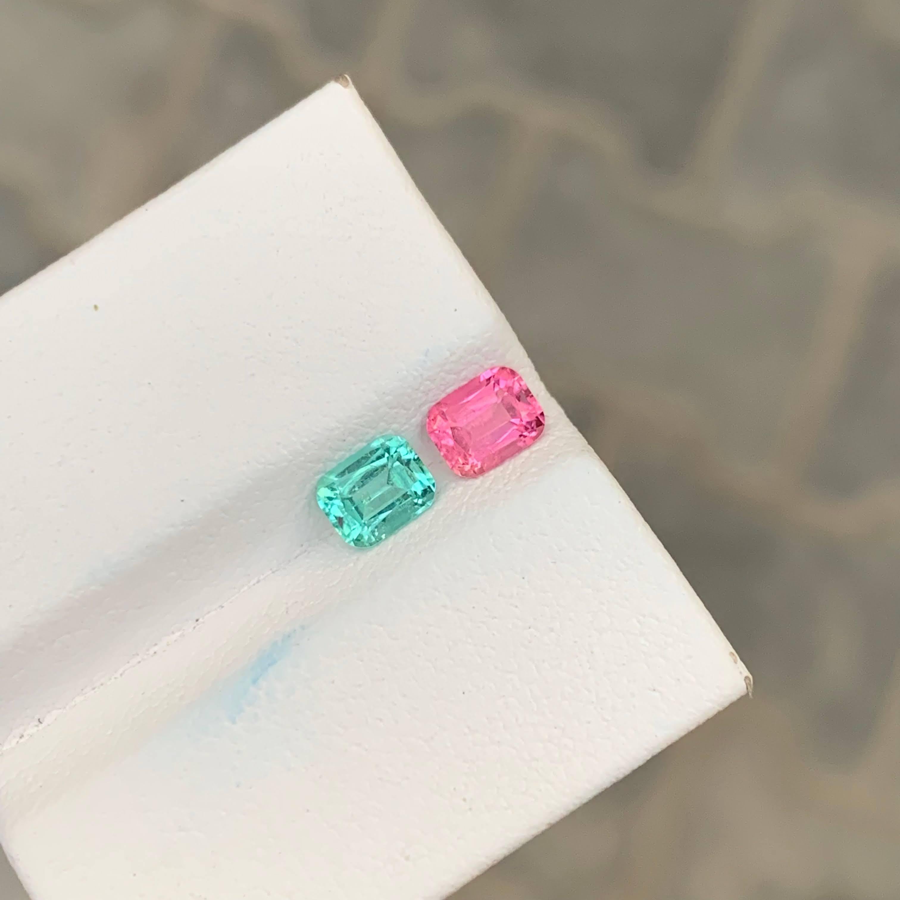 1.10 Carat Natural Loose Reverse Tourmaline Pair Cushion Cut Afghan Gemstone Neuf - En vente à Bangkok, TH