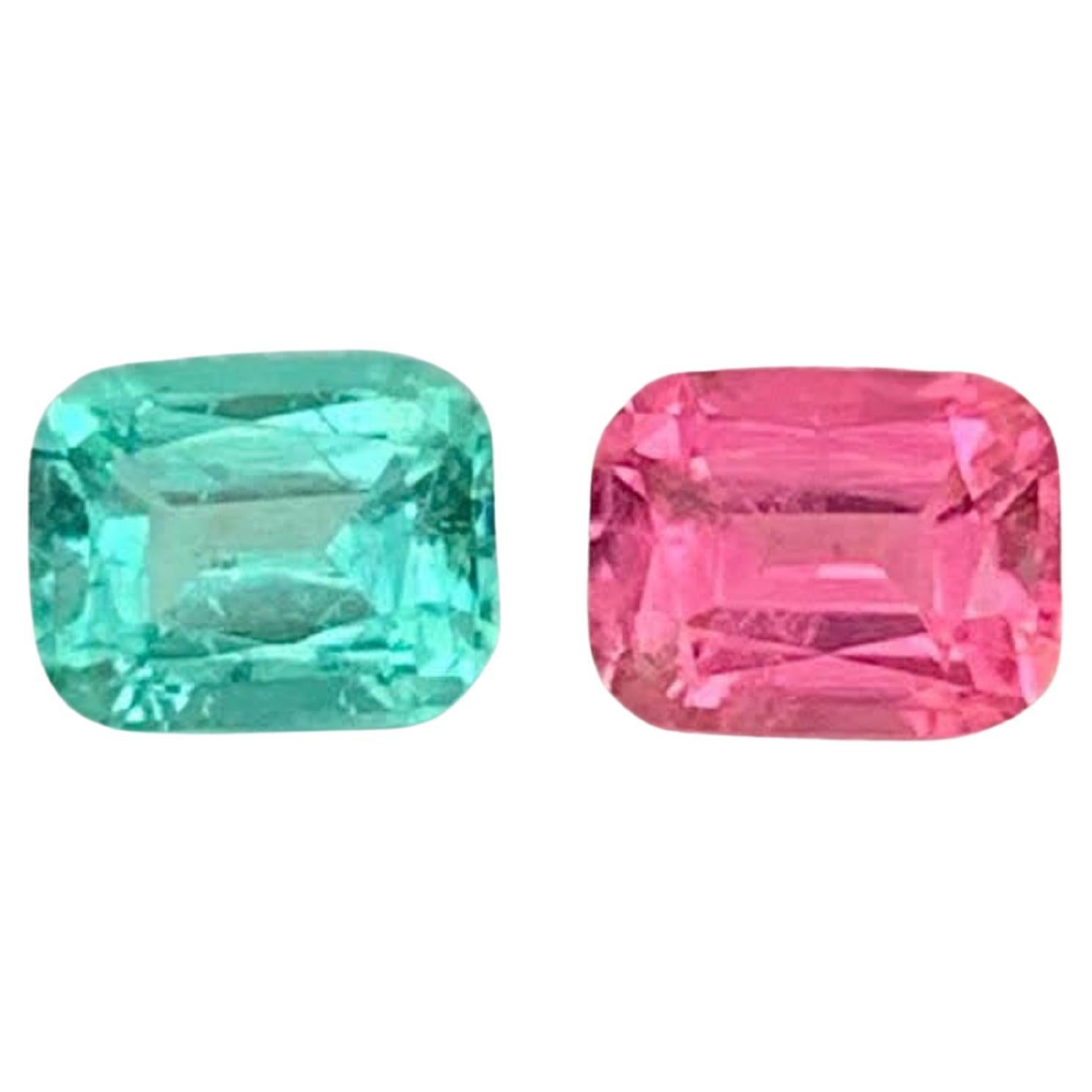 1.10 Carat Natural Loose Reverse Tourmaline Pair Cushion Cut Afghan Gemstone