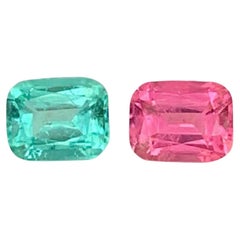 1.10 Carat Natural Loose Reverse Tourmaline Pair Cushion Cut Afghan Gemstone