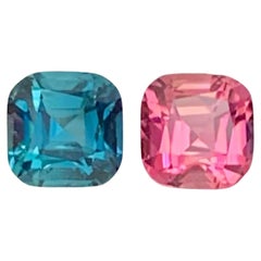 1.10 Carat Natural Loose Reverse Tourmaline Pair Cushion Cut Afghan Gemstone (pierre précieuse afghane)