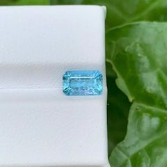 1.10 Carat Natural Loose Santa Mari Aquamarine Emerald Cut Vietnamese Gemstone