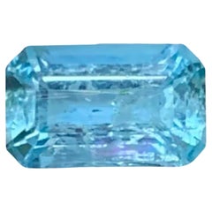 1.10 Carat Natural Loose Santa Mari Aquamarine Emerald Cut Vietnamese Gemstone