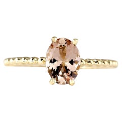 Bague Morganite naturelle en or jaune 14 carats 