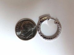 1.10 Carat Natural Round Brilliant in/Out Diamond Hoop Earrings 14 Karat g/vs*