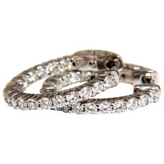 1.10 Carat Natural Round Brilliant in/Out Diamond Hoop Earrings 14 Karat g/vs*