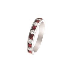 1.10 Carat Natural Ruby and Diamond Ring 14 Karat White Gold