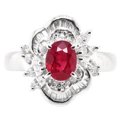 1.10 Carat Natural Ruby and Diamond Ring Set in Platinum 1.10 Carat Natural Ruby and Diamond Ring Set in Platinum