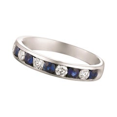 1.10 Carat Natural Sapphire and Diamond Ring 14 Karat White Gold