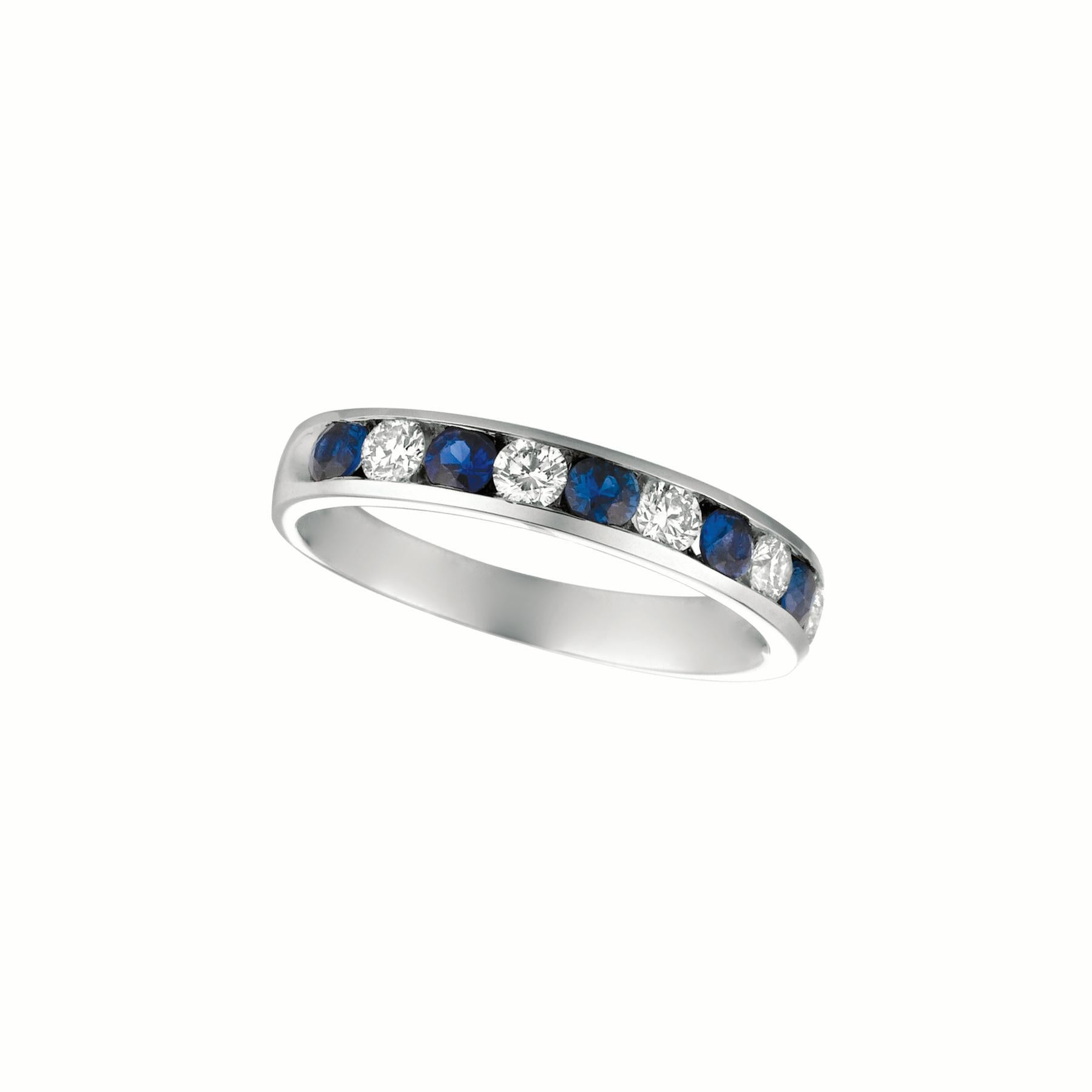 Contemporary 1.10 Carat Natural Sapphire and Diamond Ring 14 Karat White Gold For Sale