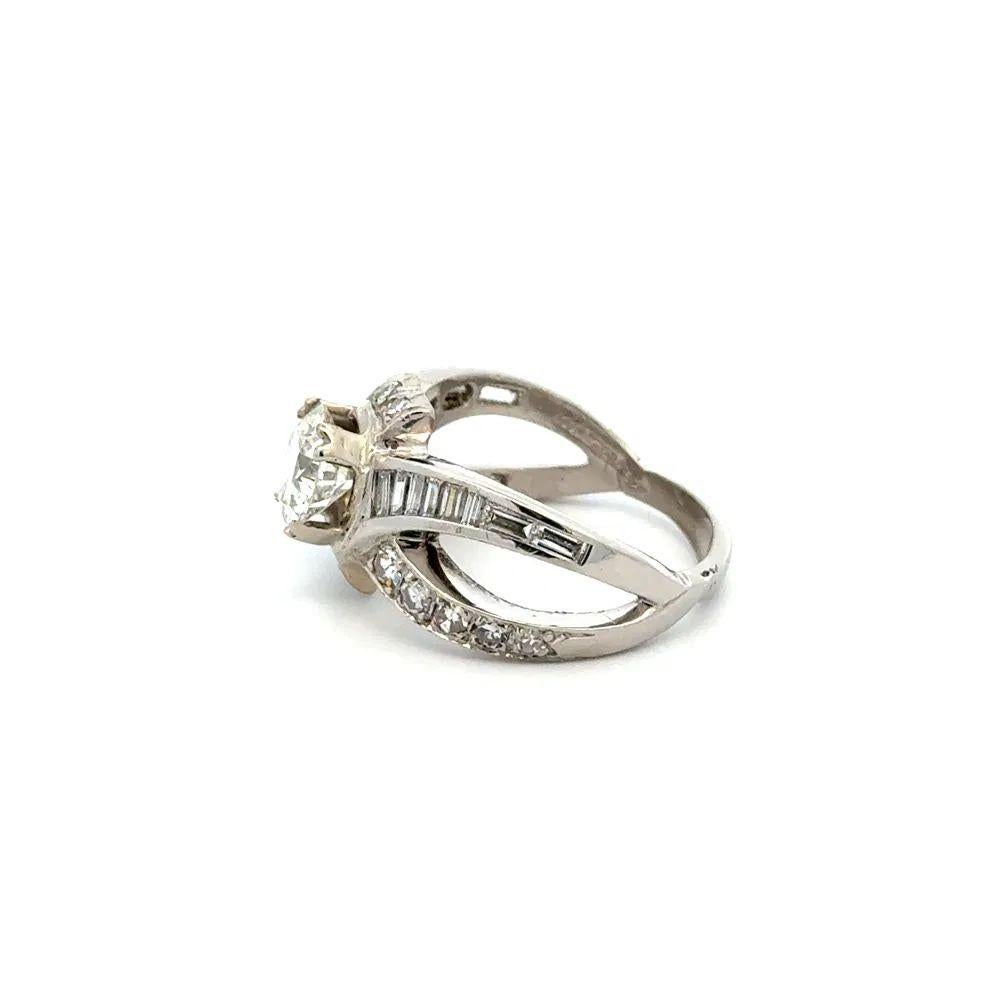 1.10 Carat OEC Diamond Platinum Crossover Moi et Toi Bypass Ring Excellent état - En vente à Montreal, QC