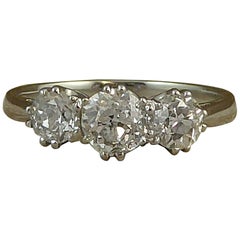 1.10 Carat Old Cut Diamond Ring, Hallmarked Platinum Band