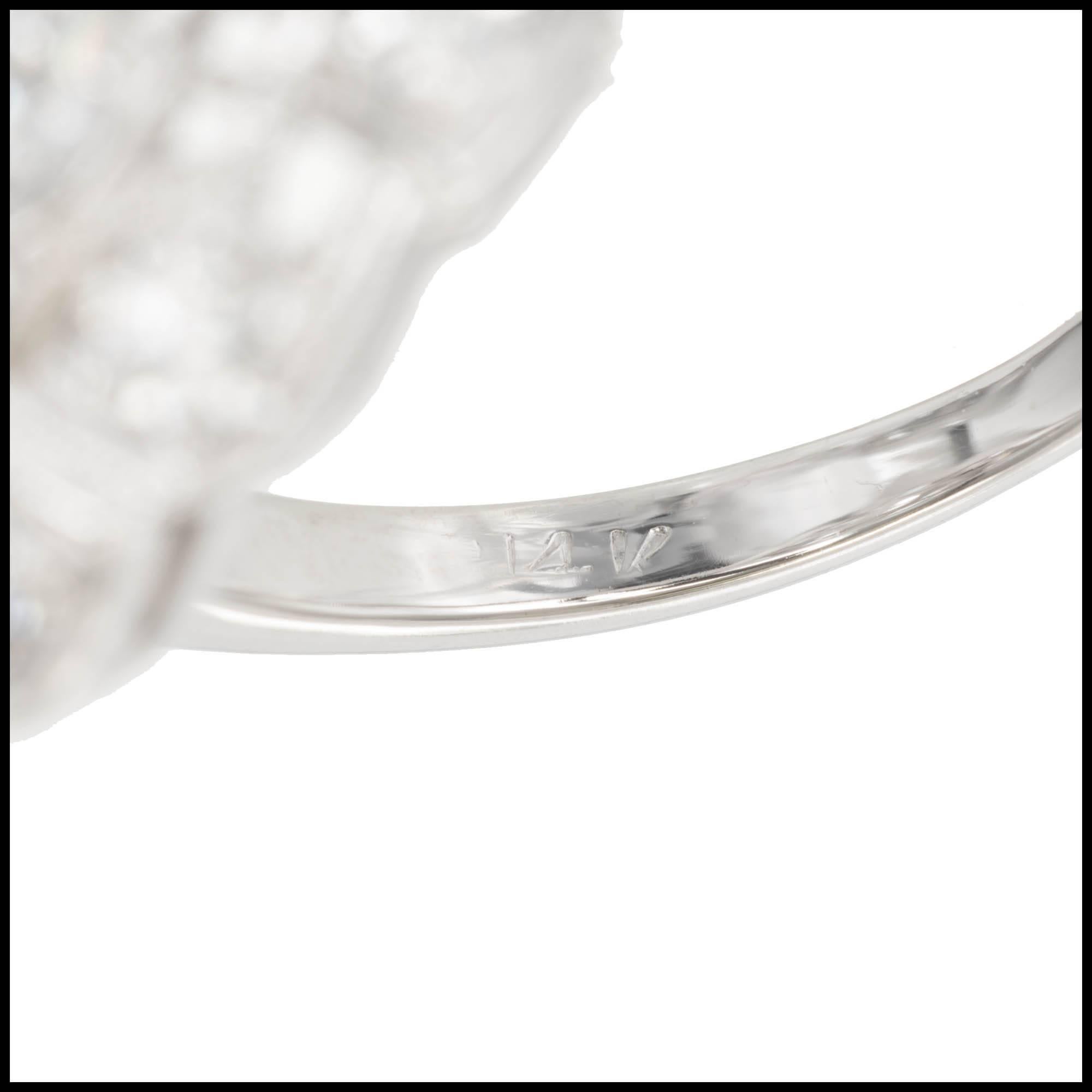 Anillo de cóctel de oro con cúpula Art Decó perforada con diamantes europeos antiguos de 1,10 quilates en venta 1