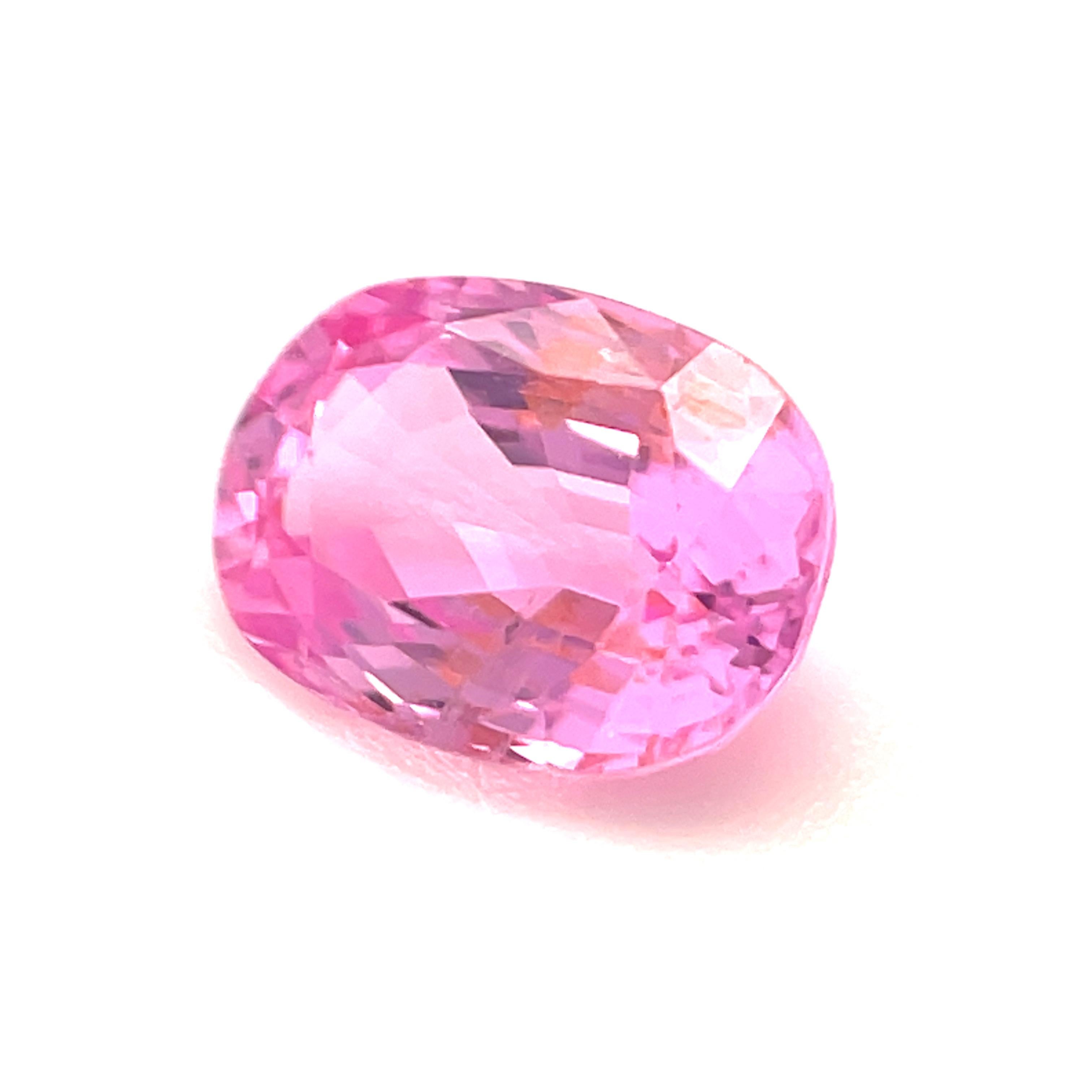 Artisan 1.10 Carat Oval Pink Sapphire Loose Unset Engagement 3-Stone Ring Gemstone