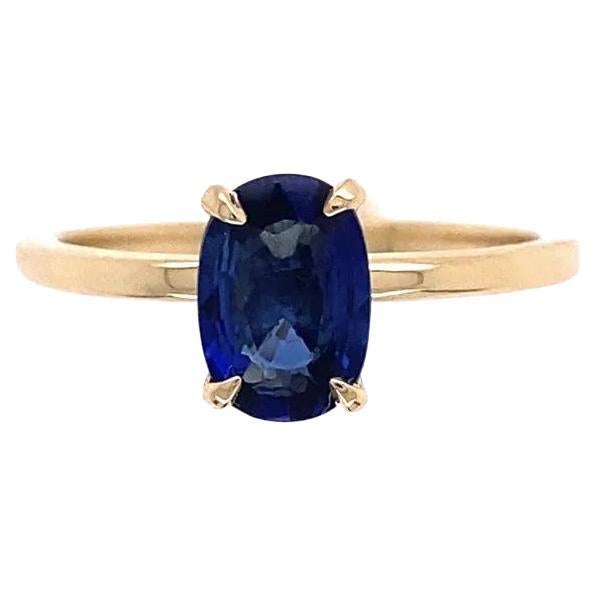 1.10 Carat Oval Sapphire Solitaire Vintage Gold Ring