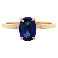 1,10 Karat Ovaler Saphir Solitär Vintage Goldring mit Solitär