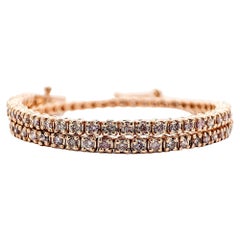 1$ NO RESERVE - 1.10 Carat Natural Round Pink Diamonds 14kt Rose Gold Bracelet