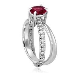 1.10 Carat Pink Tourmaline Diamond Gold Spin Ring