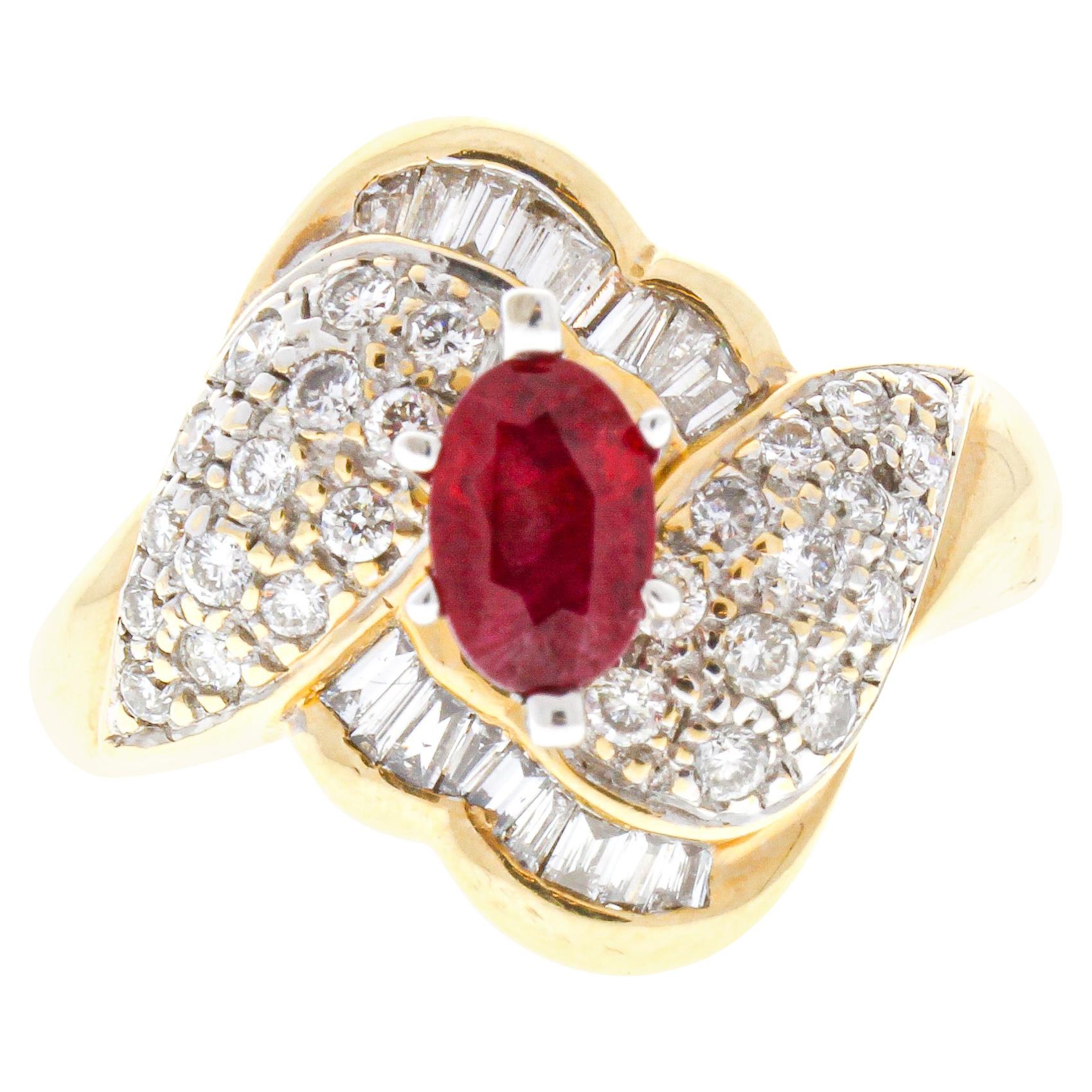 1.10 Carat Red Ruby in 14 Karat Yellow Gold